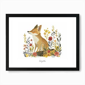 Little Floral Coyote 2 Poster Art Print