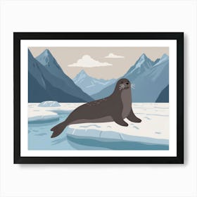 Seal Sliding On Glacier Art Print