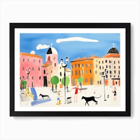 Turin Italy Cute Watercolour Illustration 1 Art Print