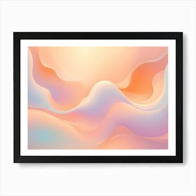 Abstract Image Of Flowing, Abstract Waves In Shades Of Pink, Orange, And Blue Art Print