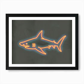Orange Smooth Hammerhead Neon Shark 7 Art Print