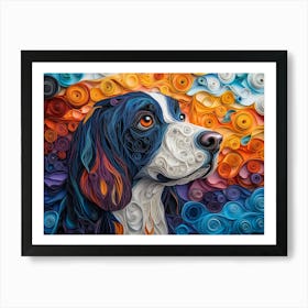 German Long Haired Pointer Paper Quilling Dog Portrait Art Print