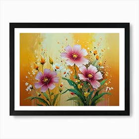 Flowers On A Yellow Background Art Print