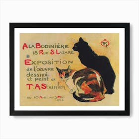 Paris Cats, Muted Neutral Vintage Art Art Print