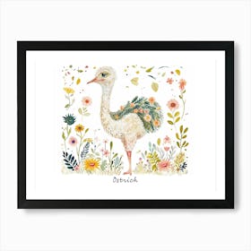 Little Floral Ostrich Poster Art Print