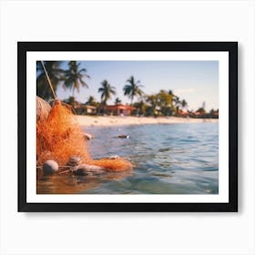 Fishing Net On The Beach Art Print