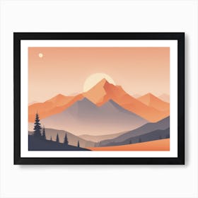 Misty mountains horizontal background in orange tone 158 Art Print