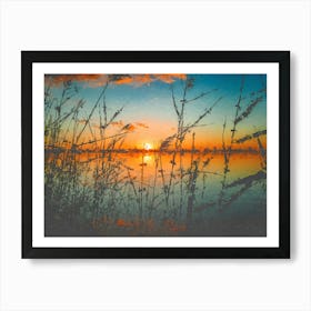 Sunset At The River, Oil Painting Art Print