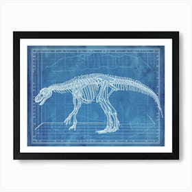 Diplodocus Skeleton Hand Drawn Blueprint 2 Art Print