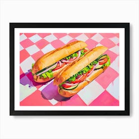 Bahn Mi Pink Checkerboard 3 Art Print