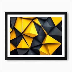 Yellow And Black Geometric Cubism Style Art Print