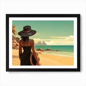 Illustration of an African American woman at the beach 57 Art Print