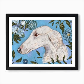 Borzoi Peonies Art Print