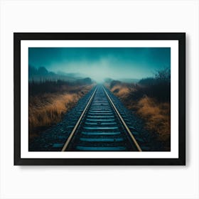 Train Tracks In The Fog 1 Art Print