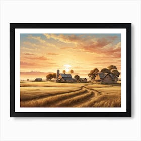 Sunset On The Farm Art Print