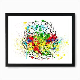 Brain Mind Psychology Idea Hearts Love Drawing Art Print