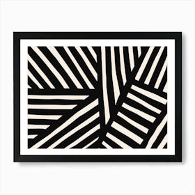 Abstract Black And White Stripes Art Print