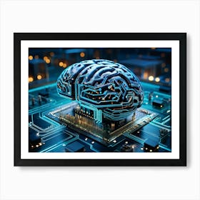 Abstract Concept Of A Brain Resembling An Intricate Circuit Board With Neural Lines Crisscrossing A (3) Art Print