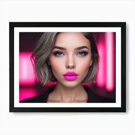 Bright Pink Lips Art Print