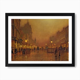 A Street At Night by John Atkinson Grimshaw Póster