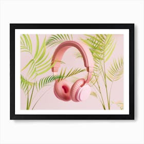 Pink Headphones Art Print