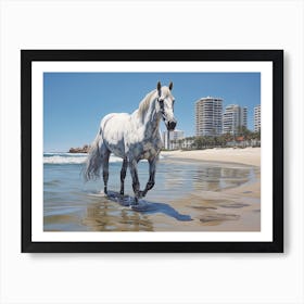 A Horse Oil Painting In Ipanema Beach, Brazil, Landscape 4 Art Print