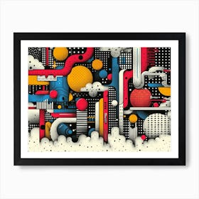 SynthGeo Shapes: A Cartoon Abstraction Abstract City Art Print