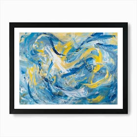 Blue And Yellow Abstract Painting 3 Art Print