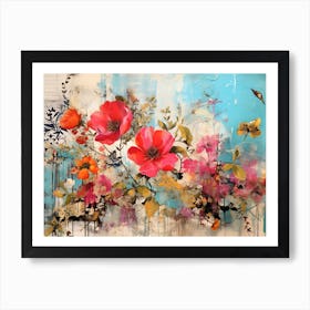 Vintage Bright Flowers 20 Art Print