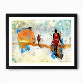 African Africa Art Painting Drawing Vintage Retro Illustration Design 04 Art Print