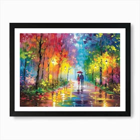 Couple Walking In The Rain 10 Art Print