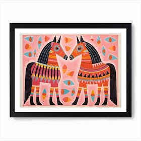 Horse 4 Folk Style Animal Illustration Art Print