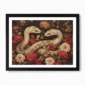 Floral Animal Illustration Snake 1 Art Print