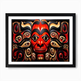 Queen Charlotte Island Totem Art 1 - Totem Mask Art Print