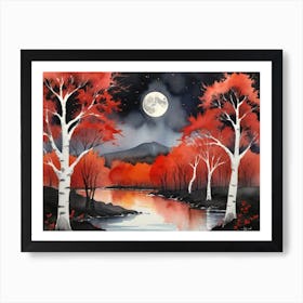 Moonlight Over The River 1 Art Print