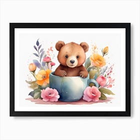 Teddy Bear In A Cup Art Print