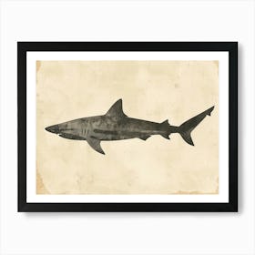 Tiger Shark Grey Silhouette 5 Art Print