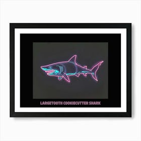 Pink Neon Largetooth Cookiecutter Shark 2 Poster Art Print