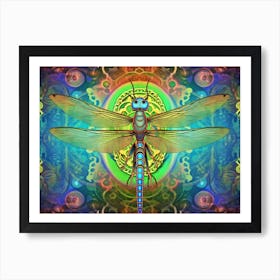 Dragonfly Common Green Darner Bright Colours 1 Art Print