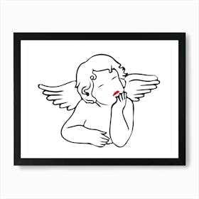 Angel Cute Line Art Illustration Art Print