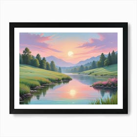 Sunset By The River Art Print