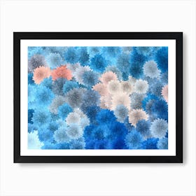 Blue And Pink Flowers Art Print