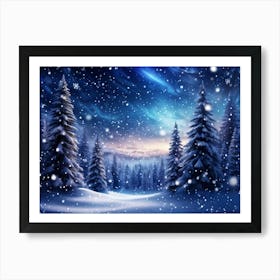 Banner Featuring A Majestic Winter Landscape Blanketed By Pristine Snow Where Magic Snowflakes Gen (4) Art Print