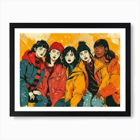 Five Women In Jackets Art Print