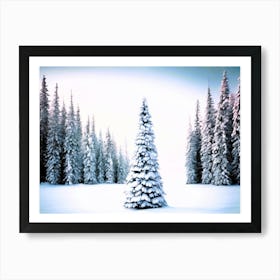 christmas tree on ice Art Print