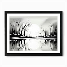 Tranquility Abstract Black And White 10 Art Print