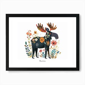 Little Floral Moose 3 Poster Art Print