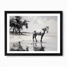 A Horse Oil Painting In Diani Beach, Kenya, Landscape 4 Art Print