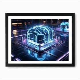 Cybernetic Brain Circuit Of The Future Led Lit Nodes Pulsating With Information Intricate Silver A (3) Art Print