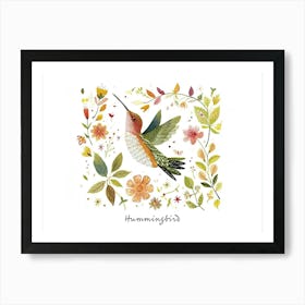Little Floral Hummingbird 3 Poster Art Print